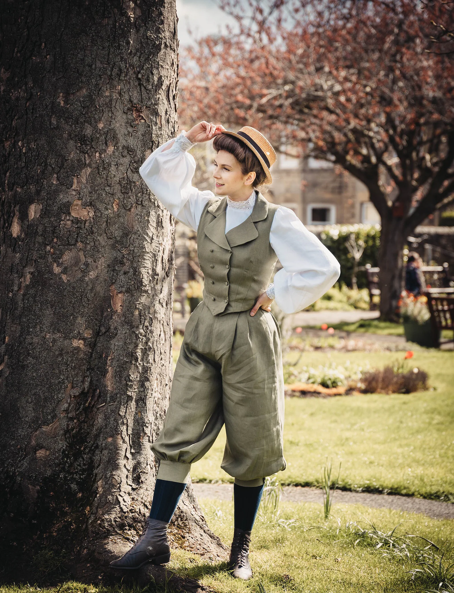 Edwardian’s Bloomers Set, Victorian Linen, Waistcoat and Pants, Victorian’s Suit,Victorian’s Vest, Bicycle Set, 1900’s Costume, Vintage Style Linen