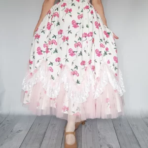Edwardian Petticoat, Victorian Underwear, Fairy, Edwardian Vintage Style, Flounced Petticoat , Long Skirt, Flowers Skirt, Cosplay, Steampunk