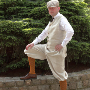 Gatsby Style Men’s Linen Suit – Knickerbocker Pants & Vest