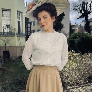 elegant victorian-inspired blouse with art nouveau trim