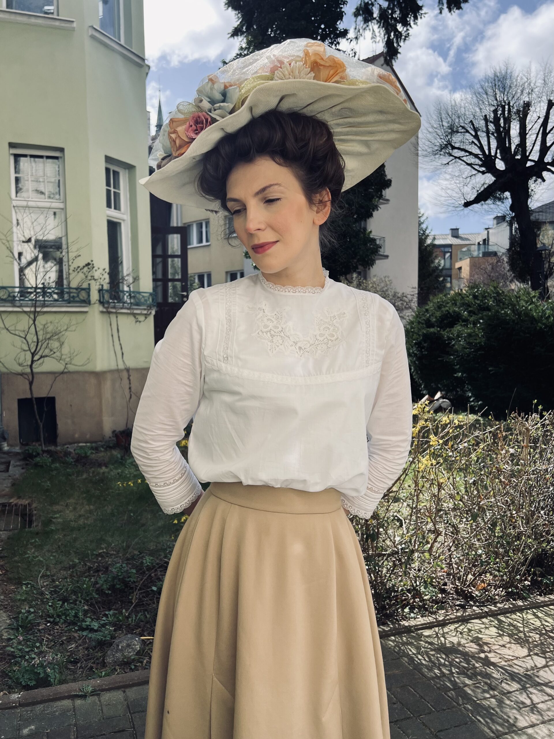 elegant victorian-inspired blouse with art nouveau trim